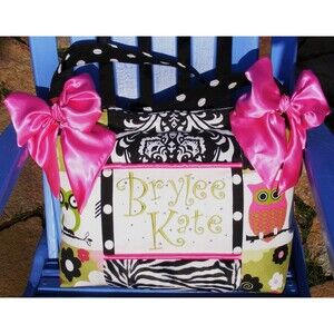 Custom Handmade Owl Theme Diaper Bag Pockets Large Capacity Crossbody patchwork